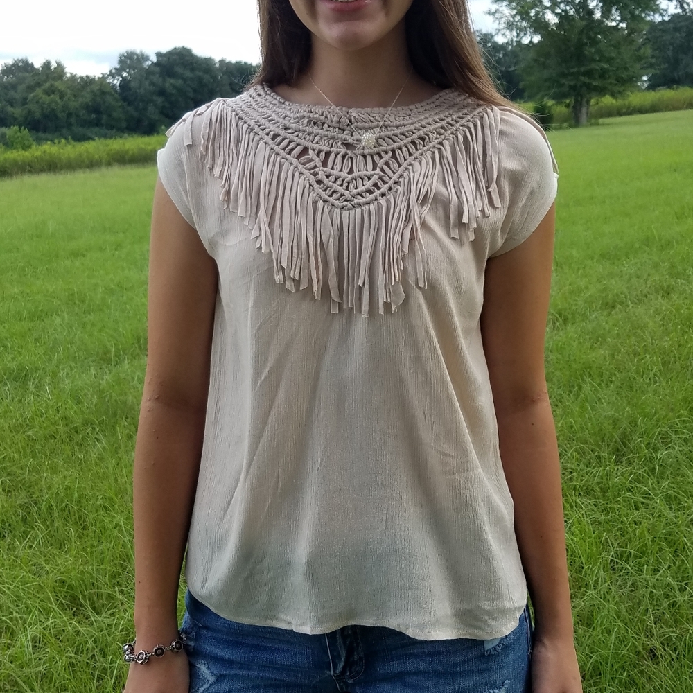 Trendy western style top with tassels